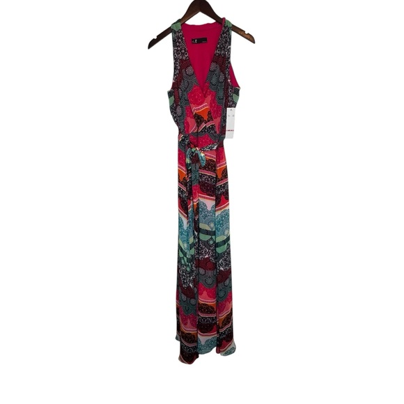 Leslie Fay Y2K NWT Sleeveless Multicolor Bohemian Maxi Dress - Picture 2 of 6